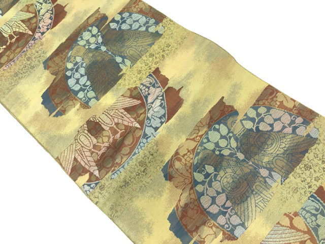 リサイクル　向かい鳥模様織出し名古屋帯